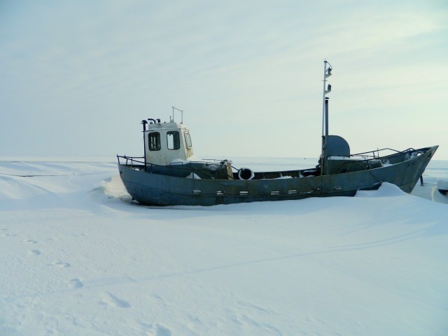 ship in frozen water