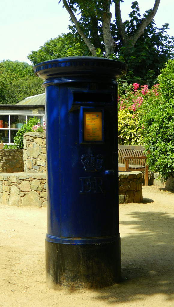 blue postbox Sark