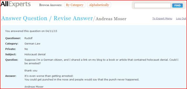 AllExperts holocaust denial
