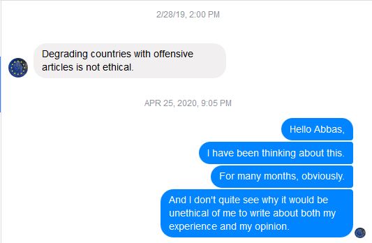 degrading countries with offensive articles is not ethical